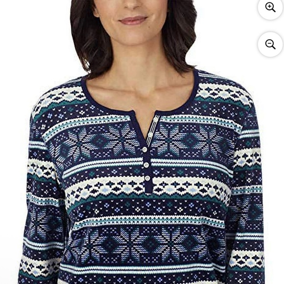 Nautica Other - Nautica Women's Pajama Blue Patterned Soft Fleece Long Sleeve Tee - Size XS